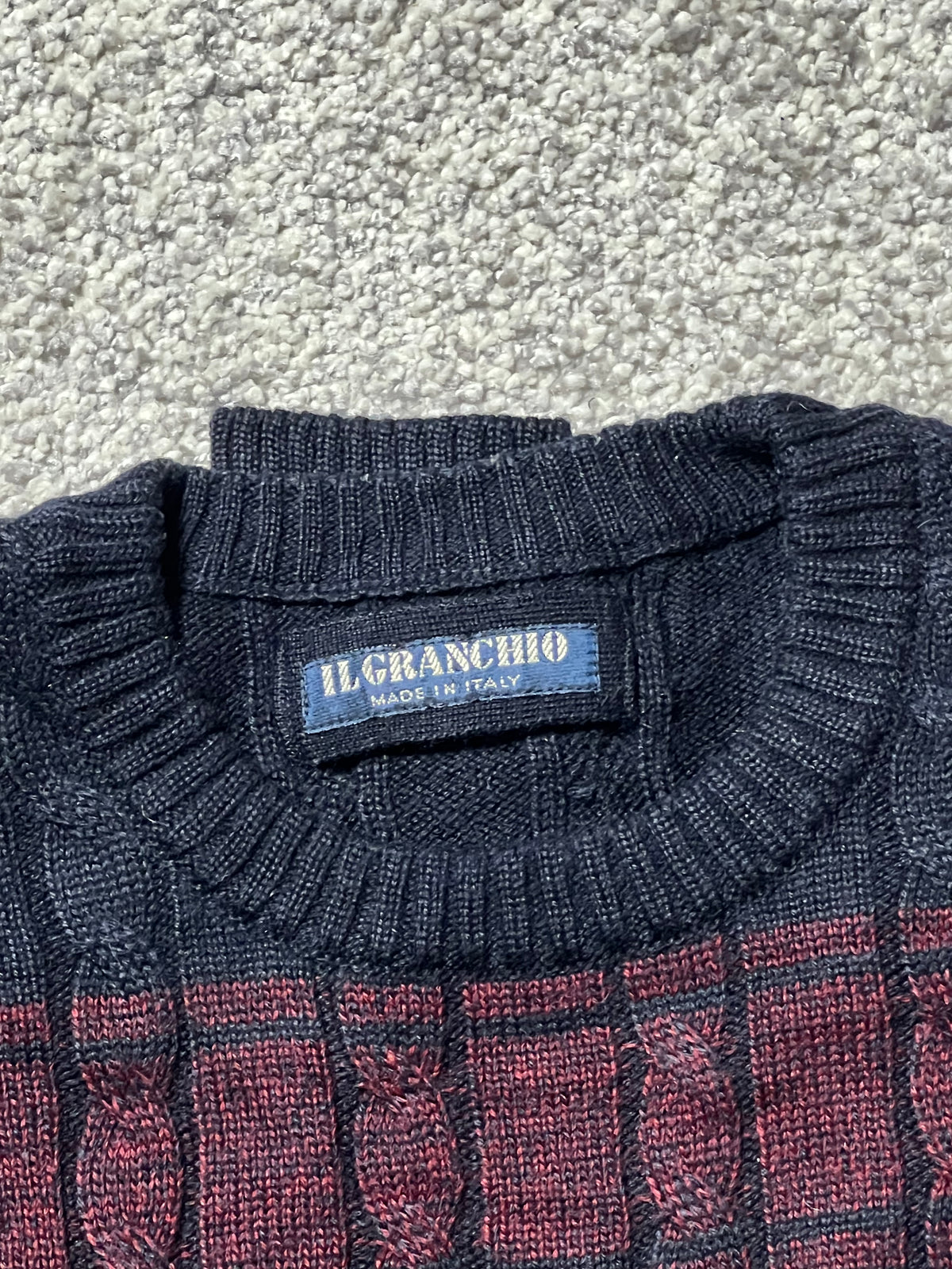 IL GRANCHIO — STRIPED CABLE KNIT SWEATER