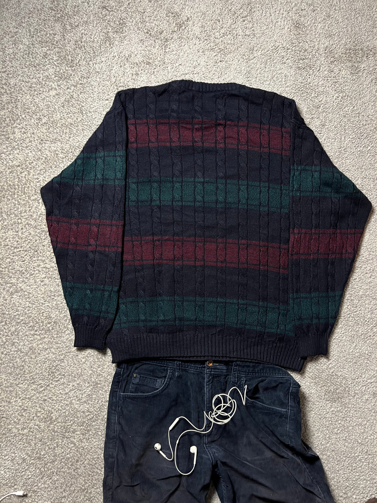 IL GRANCHIO — STRIPED CABLE KNIT SWEATER