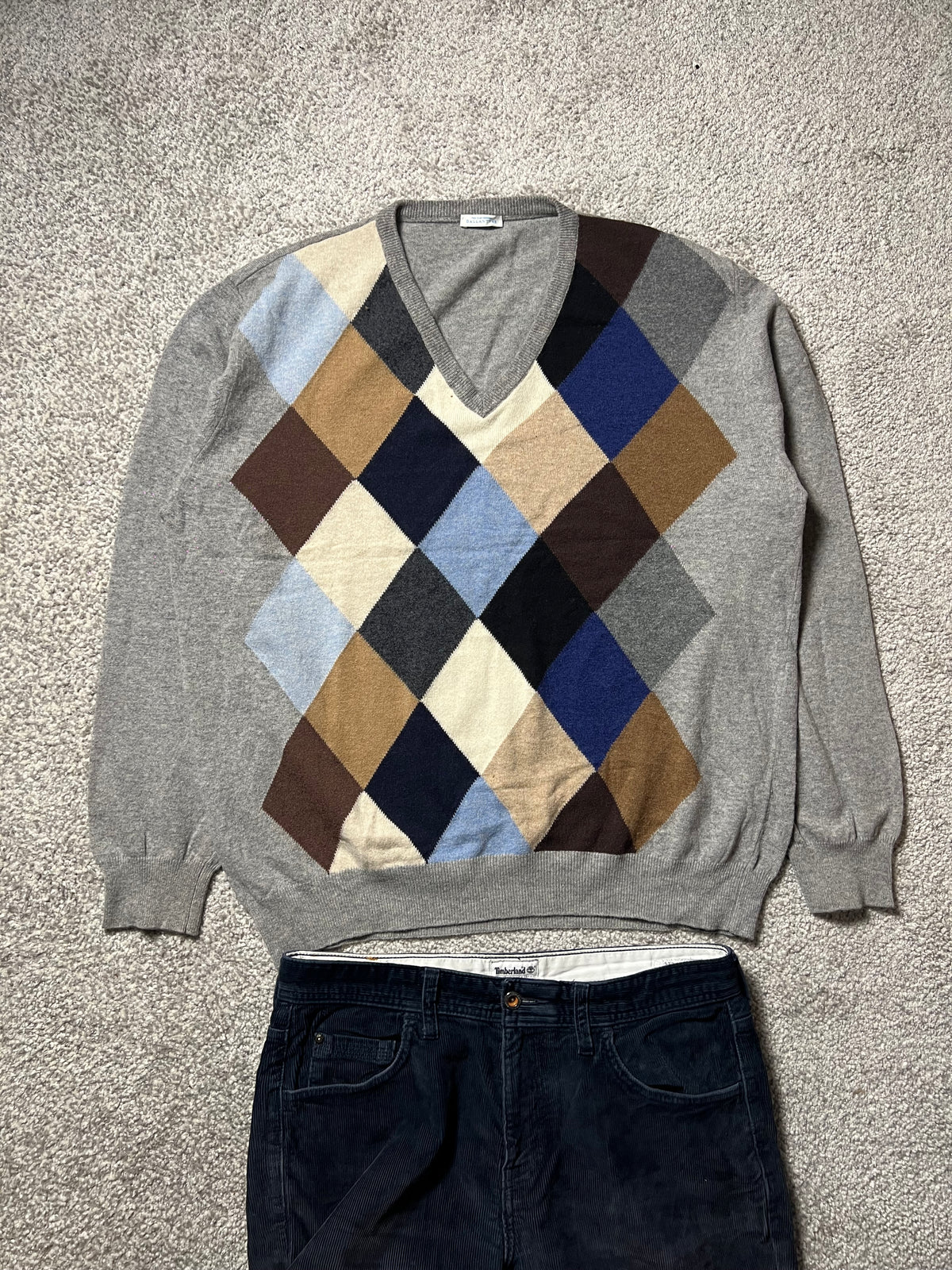 BALLANTYNE — ARGYLE V-NECK SWEATER